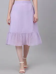 NEUDIS Women Purple Self Design A-Line Flared Skirt