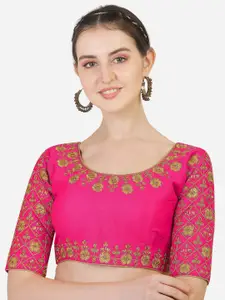 PUJIA MILLS Women Embroidered Readymade Saree Blouse