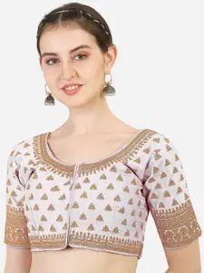 PUJIA MILLS Women White Embroidered Saree Blouse