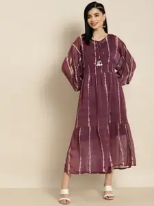 Juniper Purple Printed Tiered Smocked Ethnic Dress