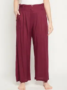 Clovia Clovia Women Maroon Solid Lounge Pants