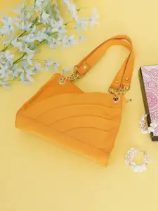 FABBHUE Women Mustard Textured PU Oversized Structured Handbag