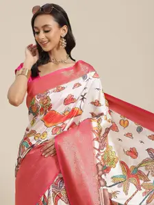 Silk Land Ethnic Motifs Banarasi Silk Woven With Digital Print Saree