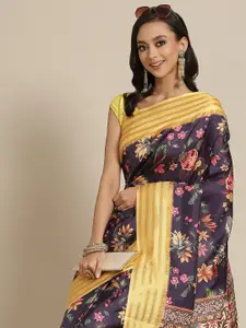 Silk Land Ethnic Motifs Banarasi Art Silk Woven With Digital Print Saree