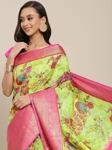 Silk Land Ethnic Motifs Banarasi Art Silk Woven With Digital Print Saree