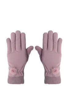 FabSeasons Women Purple Solid Knitted Winter Gloves
