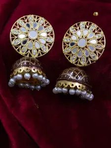 SAIYONI Brown & Gold-Plated Dome Shaped Jhumkas Earrings