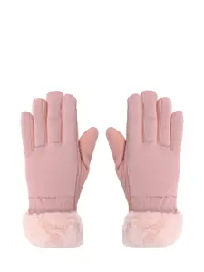 FabSeasons Women Peach-Colored Solid Winter Gloves