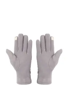 FabSeasons Women Grey Solid Winter Gloves