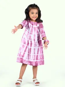 Zalio Kids Girls Purple A-Line Cotton Dress