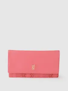Baggit Women Coal Pink Solid Three Fold Wallet