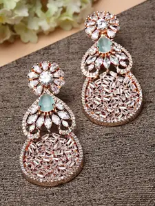 KARATCART Rose-Gold Plated Cubic Zirconia Classic Drop Earrings
