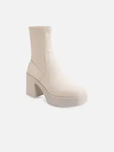 ALDO Women White Solid Ankle Block Heel Regular Boots