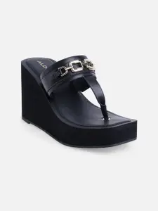 ALDO Black Embellished Wedge Sandals