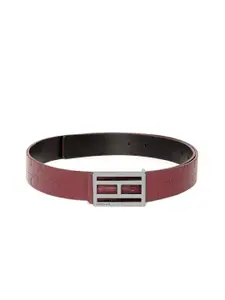 Tommy Hilfiger Men Burgundy Reversible Leather Belt