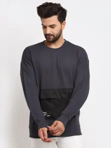 Club York Men Charcoal Colourblocked Sweatshirt