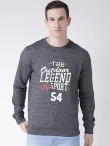 Club York Men Charcoal Typography Printed Sweatshirt
