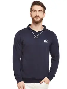 Club York Men Navy Blue Solid Sweatshirt
