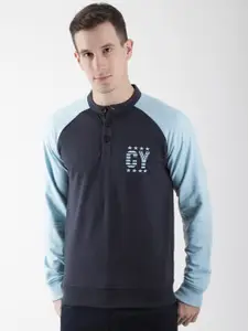 Club York Men Blue Colourblocked Sweatshirt