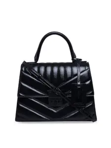 ALDO Black PU Structured Satchel with Quilted