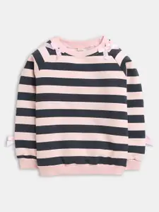 Hopscotch Hopscotch Girls Pink Striped Sweatshirt