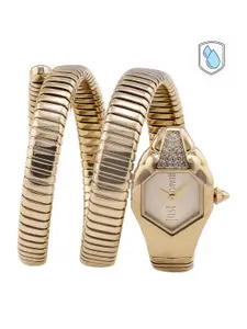 Just Cavalli Women Gold-Toned Dial & Wrap Around Straps Analogue Watch JC1L022M0025