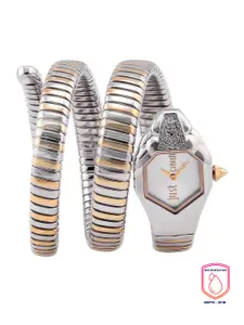 Just Cavalli Women Silver-Toned Dial & Wrap Around Straps Analogue Watch JC1L022M0045