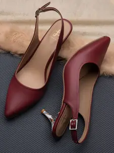 Hydes N Hues Women  Maroon Party Pumps with Buckles