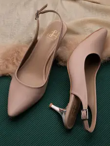 Hydes N Hues Nude-Coloured Party Pumps with Buckles