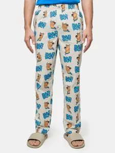 The Souled Store Men Off White And Blue Scooby Doo Print Cotton Lounge Pant