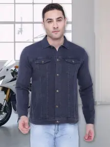 Kuons Avenue Men Grey Washed Denim Jacket