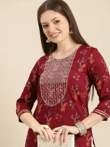 Anouk Women Floral Embroidered Thread Work Floral Kurta