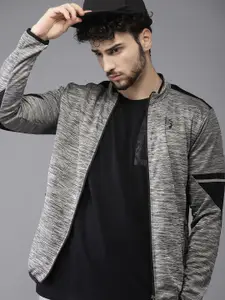 Campus Sutra Men Grey Colourblocked Windcheater Outdoor Sporty Jacket