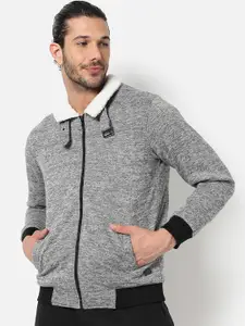Campus Sutra Men Grey Windcheater Outdoor Tailored Jacket
