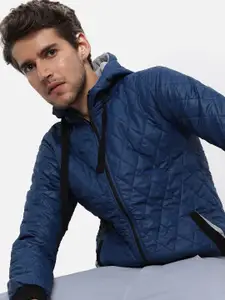 Campus Sutra Men Blue Windcheater Outdoor Quilted Jacket