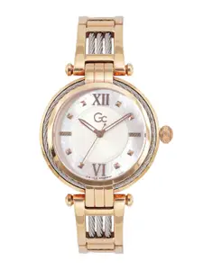 GC Women Off White & Silver-Toned Dial Stainless Steel Swiss Analogue Watch Y56002L1MF