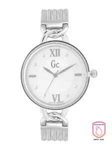 GC Women Silver-Toned Dial & Bracelet Style Straps Analogue Watch Y49001L1MF
