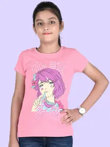 Zalio Girls Pink Disney Printed Pure Cotton T-shirt