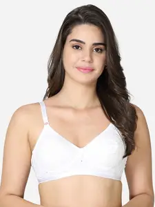VStar White Cotton Seamed bra with high coverage Bra IMAGE-C