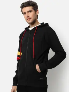 Campus Sutra Men Black Hooded Sweatshirt