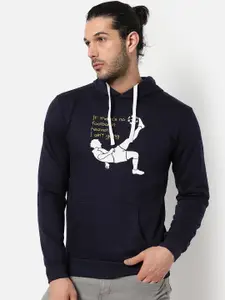 Campus Sutra Men Blue Hooded Sweatshirt