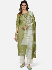 Vbuyz Women Embroidered Sequinned Chanderi Silk Kurta with Dupatta
