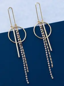 Silver Shine Gold Plated Contemporary Drop Earrings
