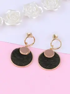 Silver Shine Rose Gold & Black Circular Drop Earrings