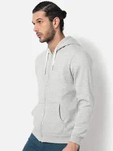 Campus Sutra Men Grey Hooded Sweatshirt
