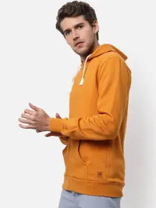 Campus Sutra Men Mustard Hooded Sweatshirt