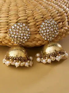 Zaveri Pearls Gold-Toned Contemporary Jhumkas Earrings