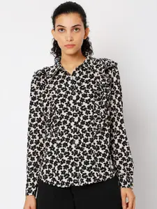 Vero Moda Women Pink & Black Floral Printed Casual Shirt