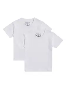 DYCA Boys White Pack of 2 Solid T-shirt