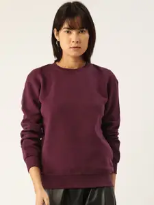 Madame Women Purple Women Round Neck Sweatshirt